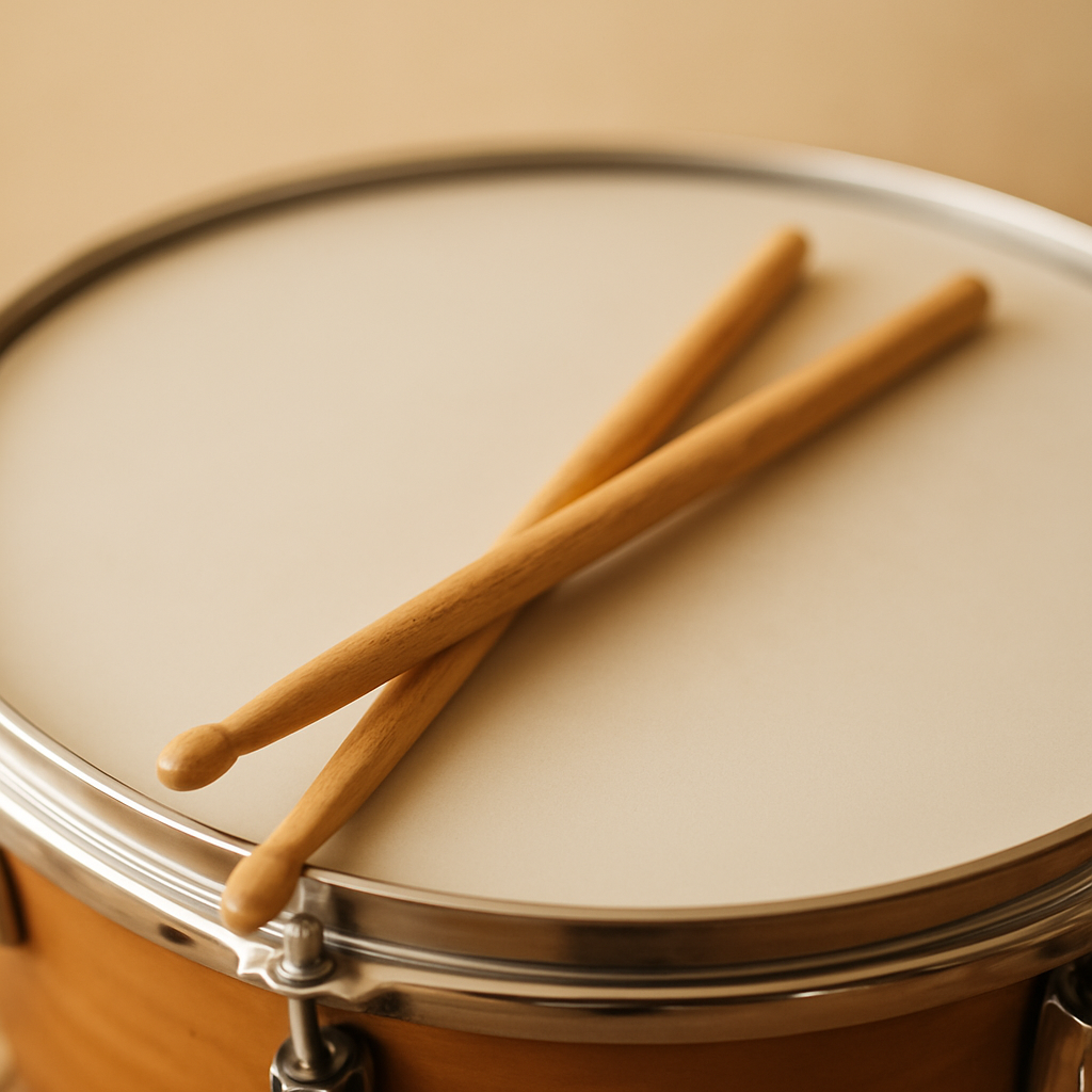 Drumsticks resting on a snare drum — ready for a lesson