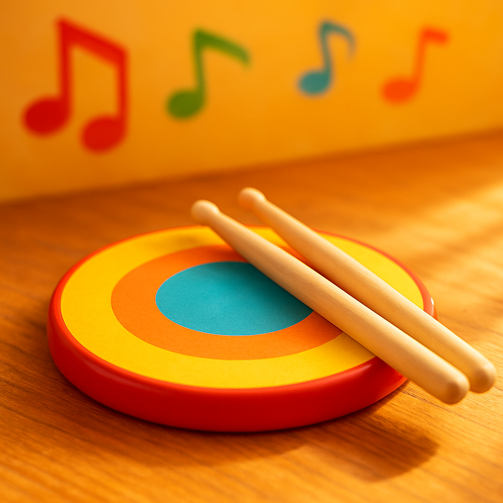 A junior drum practice pad and mini drumsticks for kids